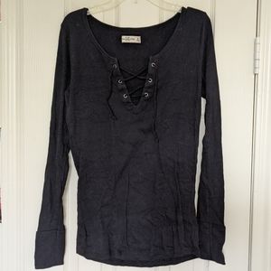 Abercrombie & Fitch Black Slim Lace Up Tee